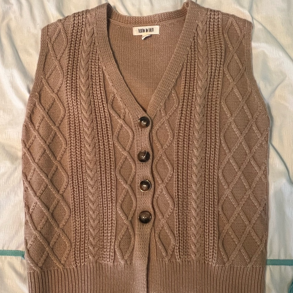 Brown Cable Knit Vest